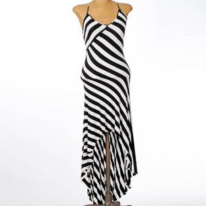 Black and white strip long dress